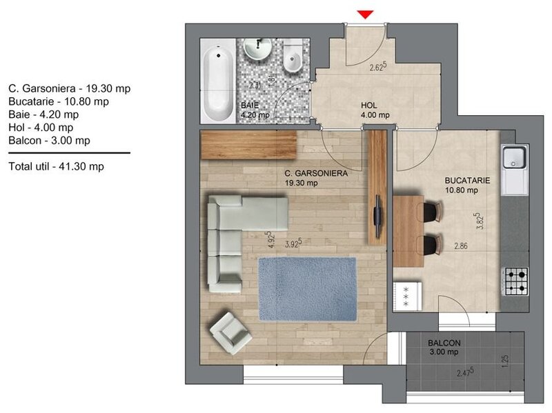 garsoniera total decomandata-42mp/metrou Berceni/3-5min pe jos